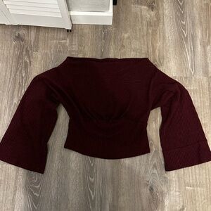 We The Free Off-the-Shoulder Burgundy Sweater